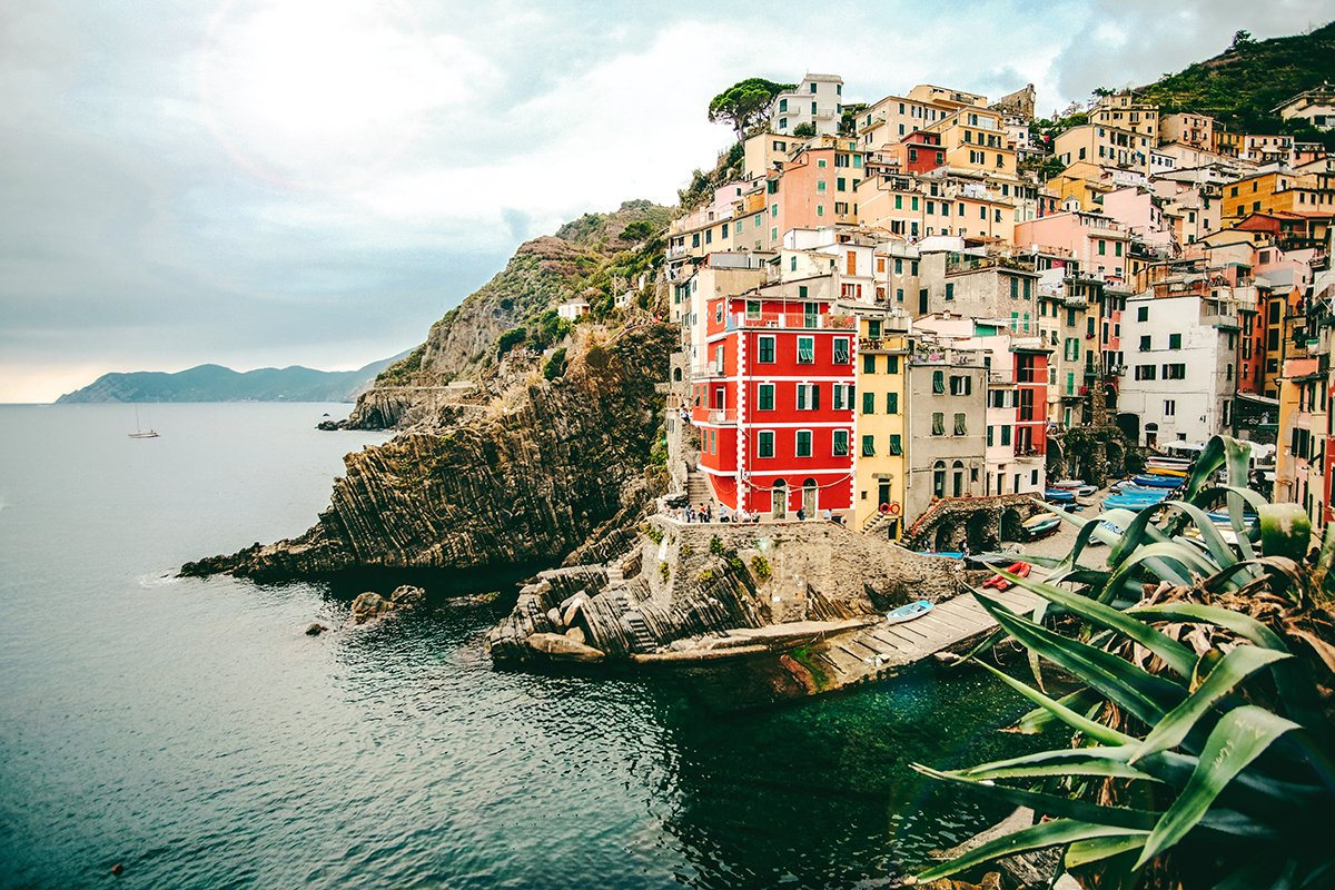 Assorted Color Buildings and Sea in Riomaggiore